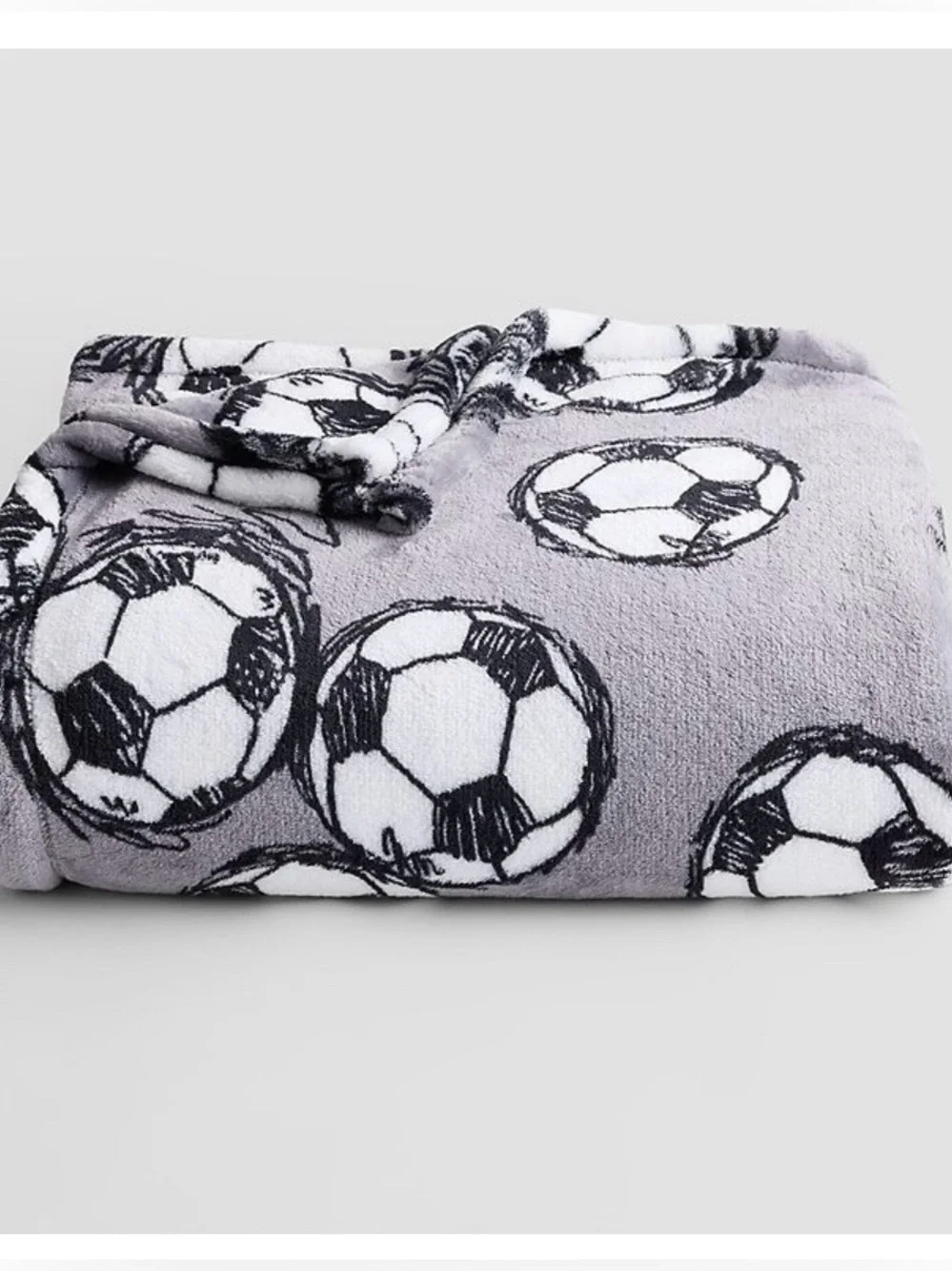 The Big One Oversized Soccer Supersoft Plush Throw Blanket Grey